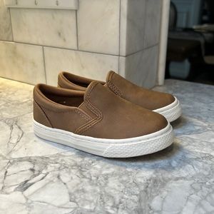 BRAND NEW a toddler boys brown slip on shoes size 8